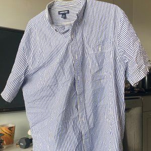 Lands End, short sleeved striped seersucker XXL
